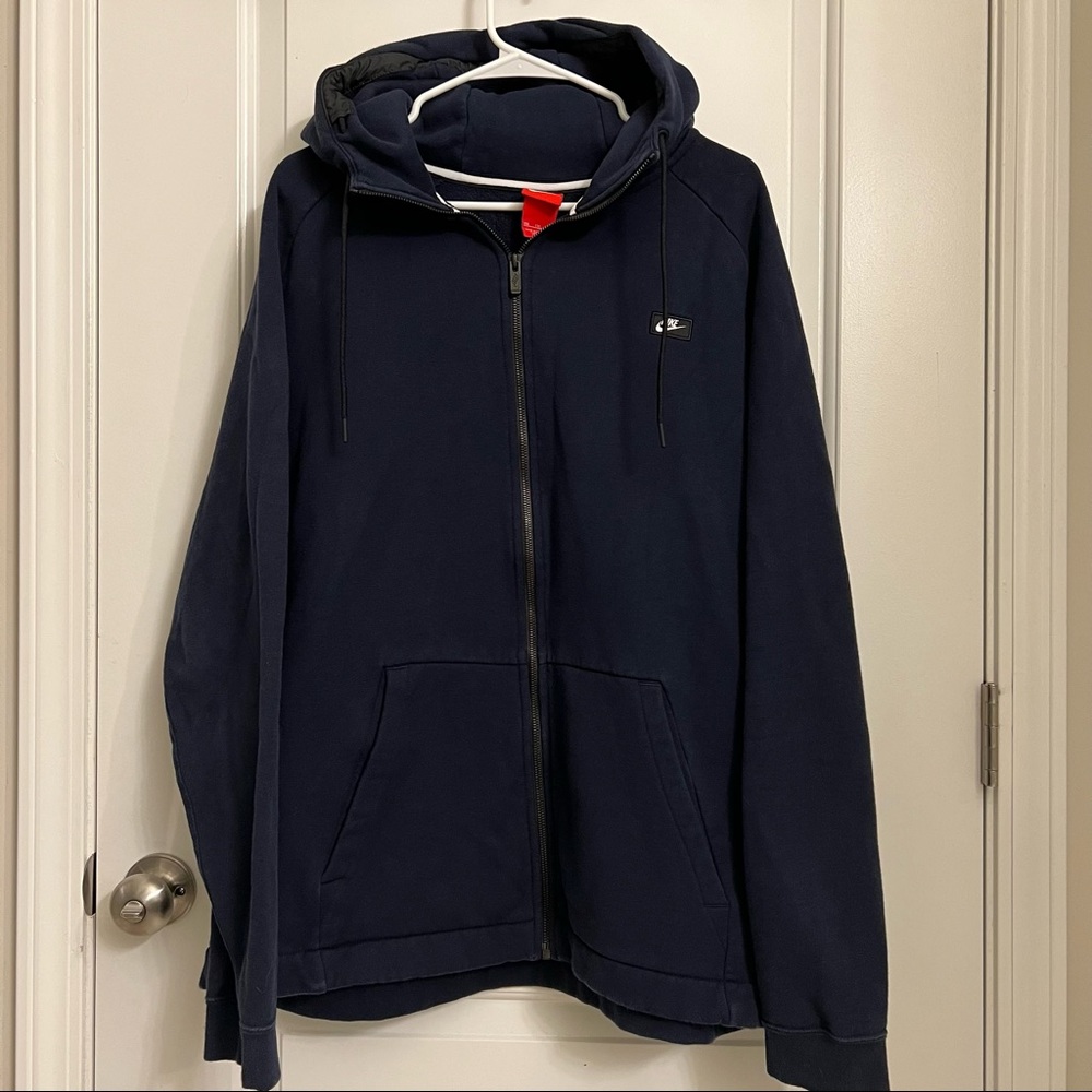Nike Sweatershirt Open Front Zip Down Fleece Jacket